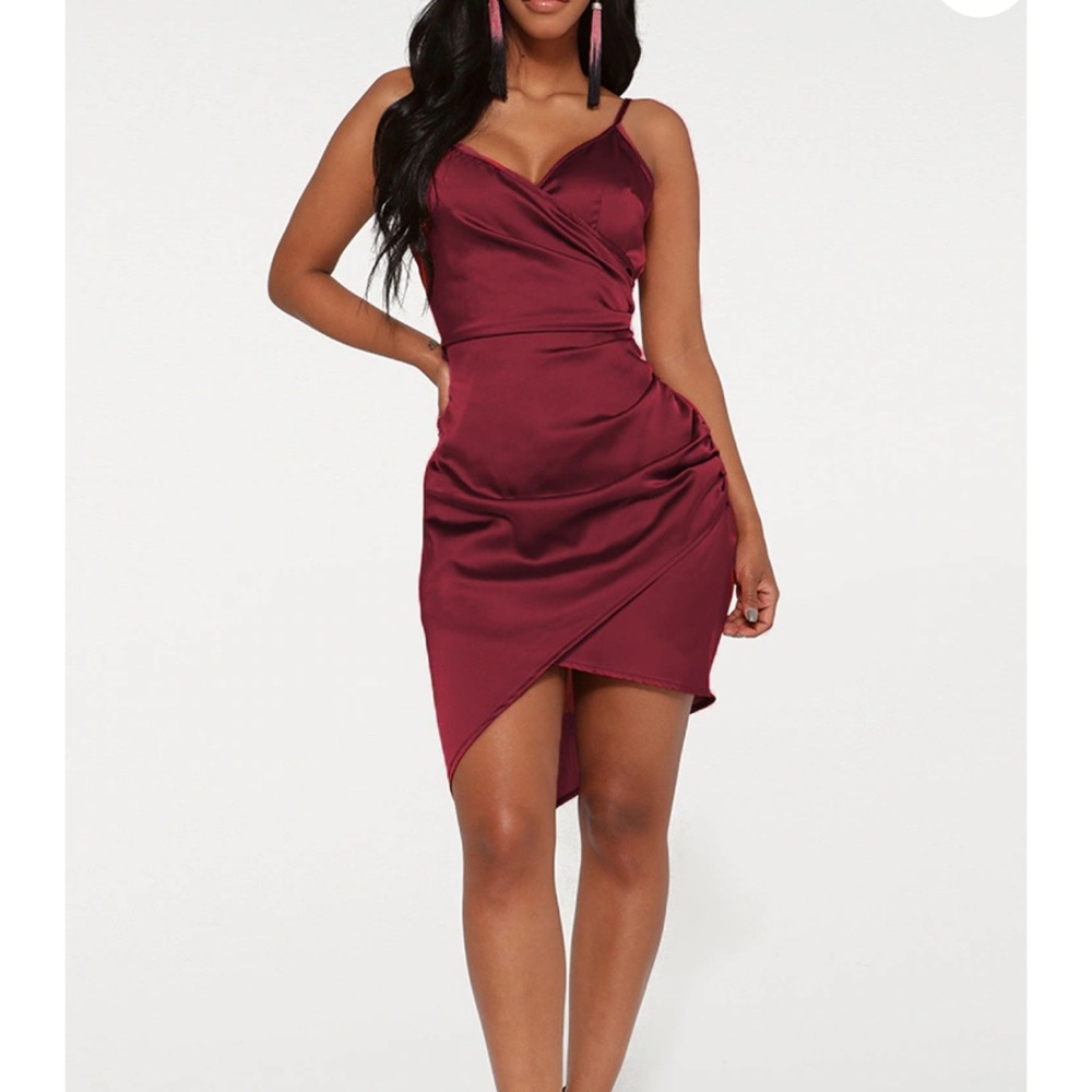 RED SATIN MINI DRESS